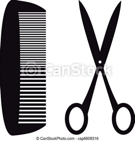 Black Silhouette Of Comb And Scissors White Studio Background Canstock