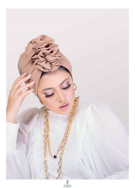 Womens Modest Fashion Front Double Flower Turban In Soft Crepe Stylish