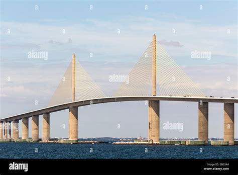 The Bob Graham Sunshine Skyway Bridge Spans Tampa Bay Florida With Stock Photo Alamy