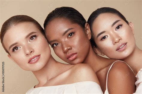 Diversity Beauty Portrait Of Different Ethnicity Women Multi Ethnic Models Standing Together