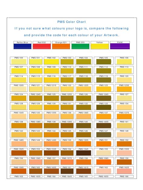 Pms Color Chart Color Vision