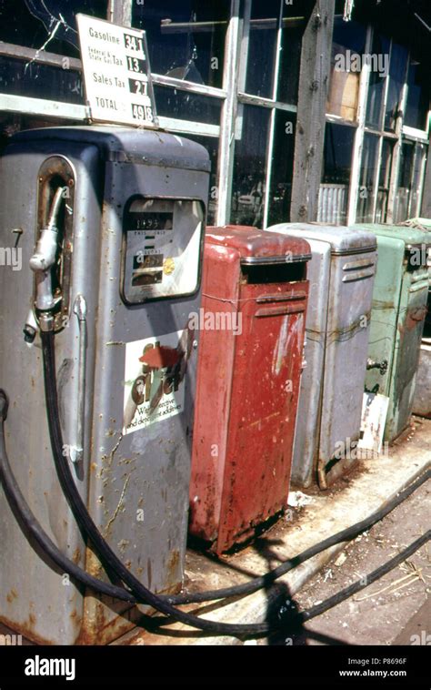 Gas Pumps At Sheepshead Bay Gas Station 1970s Stock Photo Alamy