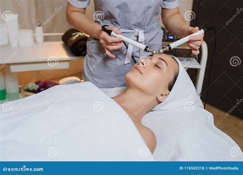 Lateral View Of Woman Facial Massage Stock Photo Image Of Electric