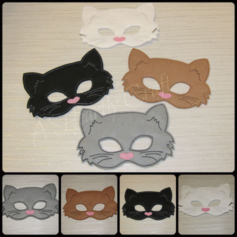 Cat Mask Felt Cat Mask Kitty Mask White Cat Mask Black Etsy Black