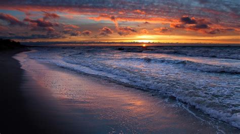 Beach Hdr Sunset Waves Clouds Sea Coolwallpapersme