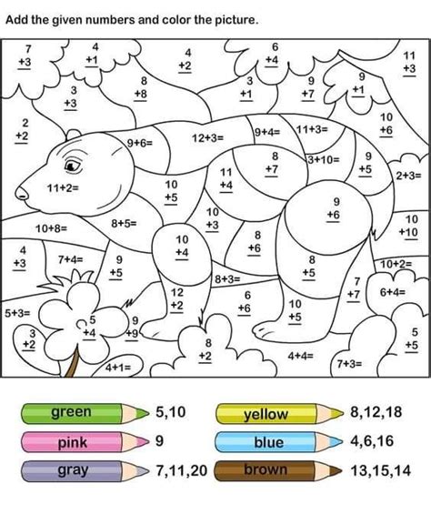 Color By Number Addition Best Coloring Pages For Kids Addition