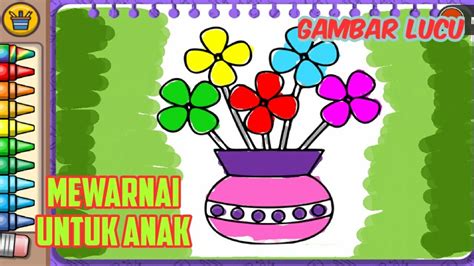 Mewarnai bunga dalam pot contoh gambar coloringpages asia. MEWARNAI BUNGA DALAM POT CANTIK I ZURA ART I GAMBAR ...