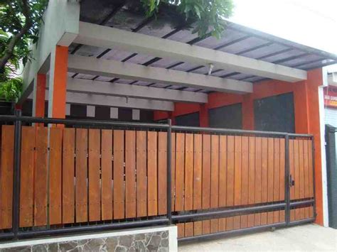 desain pagar rumah minimalis  kayu eksterior rumah