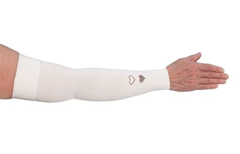 Lymphedivas White With Crystal Hearts Graduated Compression Arm Sleeve For Lymphedema Arm