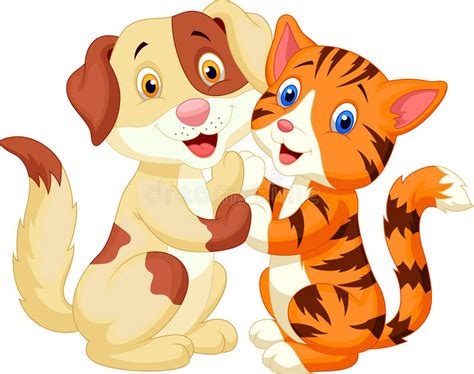 Cute Cat And Dog Cartoon Stock Vector Illustration Of Embrace 34608146