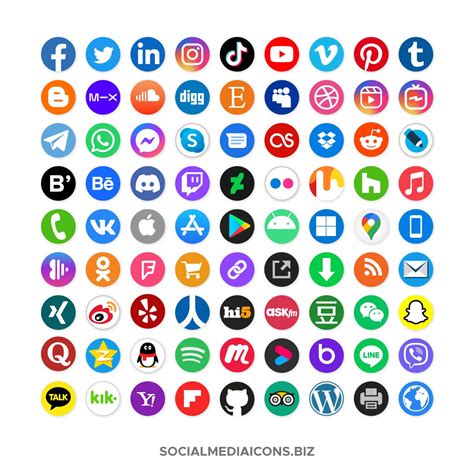 Dadartdesign 80 Circle Social Media Icons Ready To Use