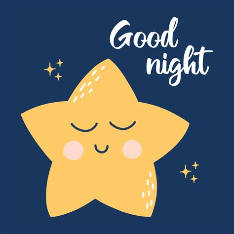 Lettering Good Night Good Night Postcard Cute Kids Poster With Stars