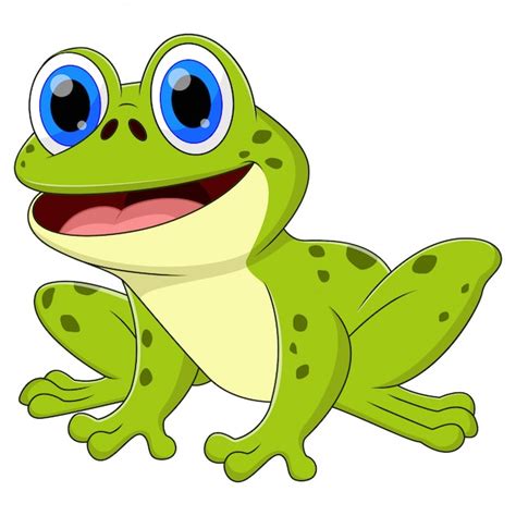 A Frog Animal Cartoon Sitting And Smiling Premium Vector