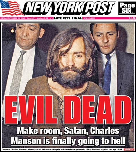 Todays Cover Charles Manson Dead At 83 New York Post Scoopnest