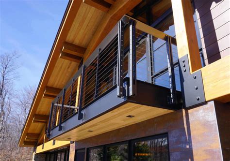 Modern Craftsman Chalet Cable Railings And Stairs Rustic Balcony