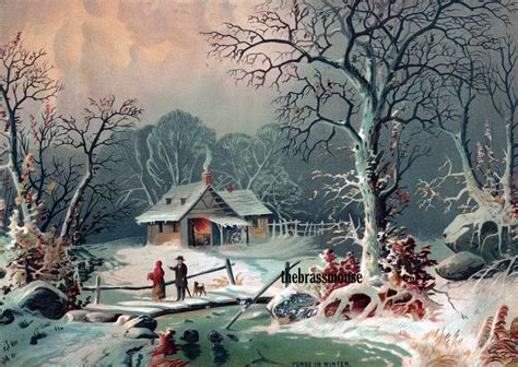 Winter Forge Christmas Snow Scene Cozy Victorian Printable Etsy