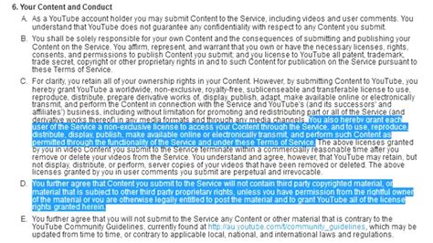 Youtube Terms Of Service Section 6c Youtube
