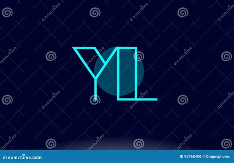 Yl Y L Blue Line Circle Alphabet Letter Logo Icon Template Vector