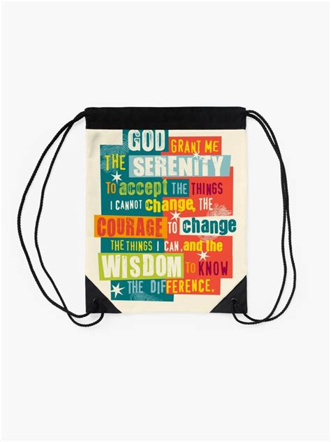 Serenity Prayer Original Graphic Design Drawstring Bag For Sale By