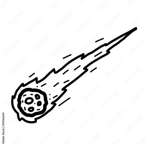 Comet Cartoon Vector And Illustration Black And White Hand Drawn