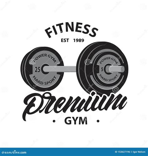 Fitness Emblem Or Logo With Weightlifting Barbell In Lettering Style