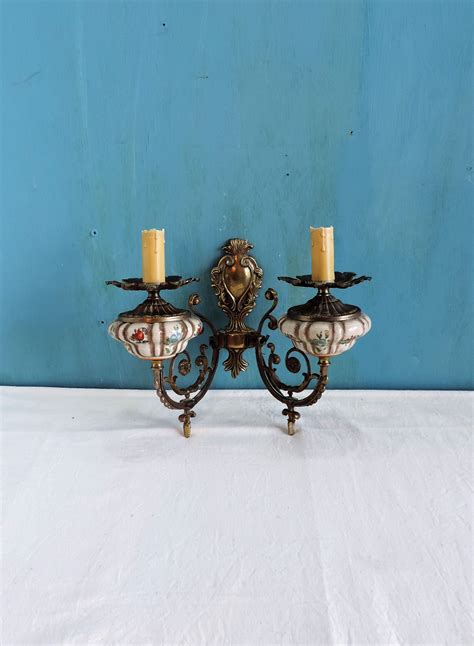 * beautiful, modern wall lamp: Vintage french 2 lamp sconce wall light with ceramic bowls ...