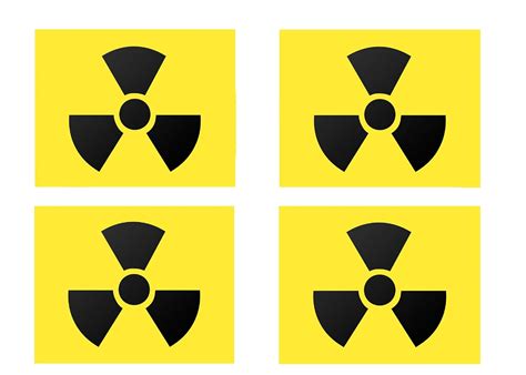 Nuclear Radiation Warning Symbol Sign 4 Pack Hazard Radioactive Bumper