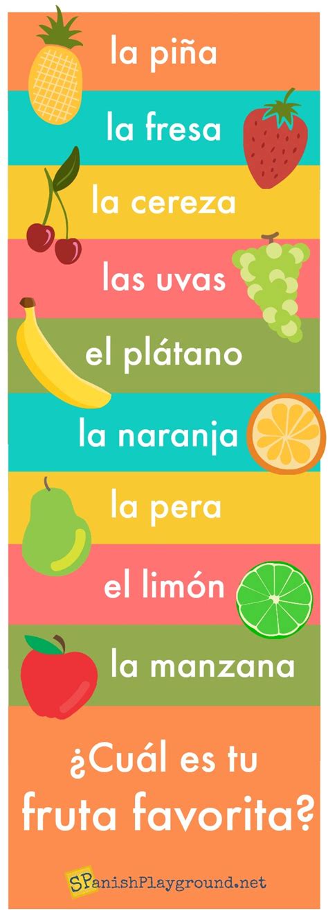 Fruit In Spanish Learning Activities For Kids Spanish Playground