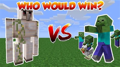 Iron Golem Vs Zombies Who Would Win Youtube