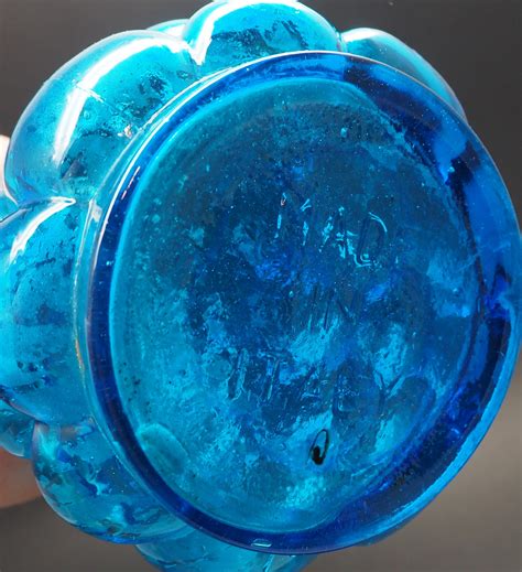Blue Bubble Glass Vase Made In Italy Mid Century Empoli Aqua Etsy