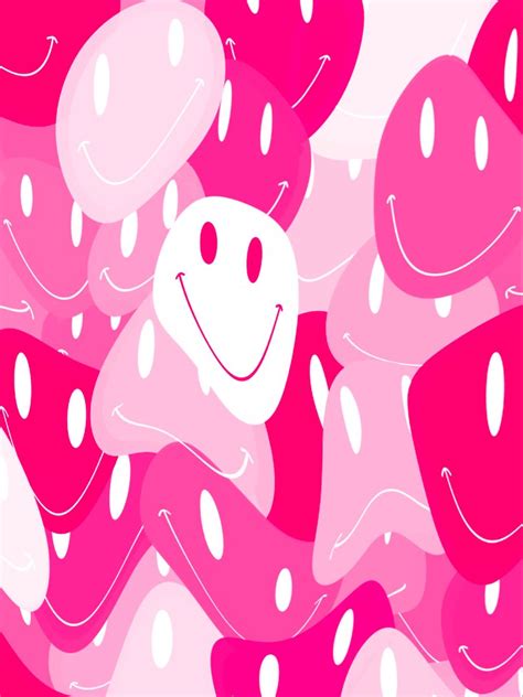 Smiley Face Aesthetic Drippy Smiley Faces Pink Trippy Smiley Face