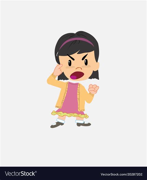 Asian Girl Screams Angry In Aggressive Attitude Vector Image