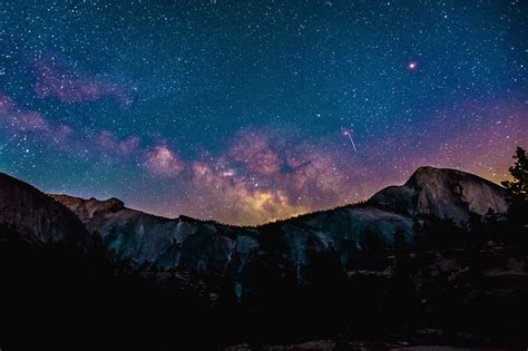 Wallpaper Landscape Mountains Night Galaxy Sky Stars Milky Way