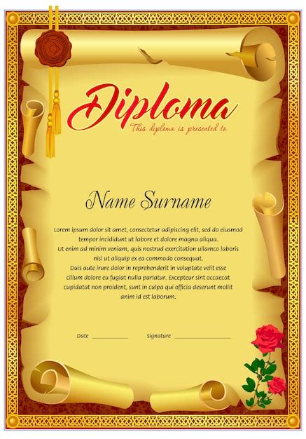 Plantilla En Blanco De Diploma Vintage Vector Premium