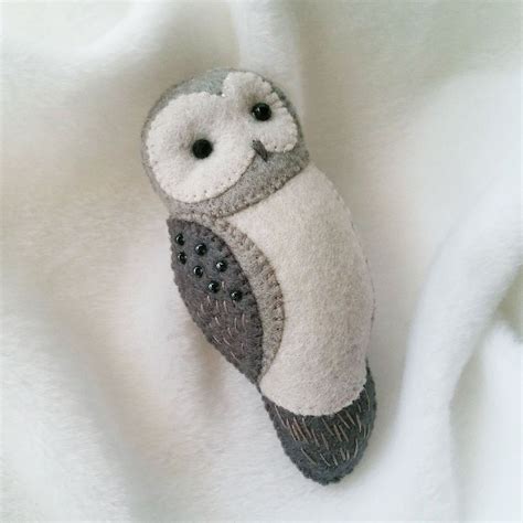 Pdf Pattern Of Grey Owl Felt Brooch Ornament Mobile Diy Etsy Felt
