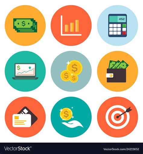 Business Financial Icons Collection Royalty Free Vector