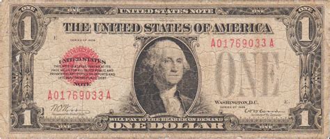 1 Dollar United States Note Red Seal Left Estados Unidos Numista