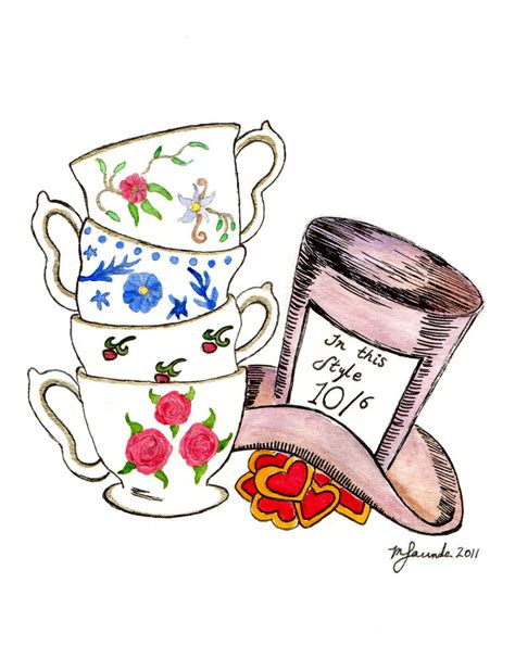 Alice In Wonderland Tea Cups Drawing Clip Art Library