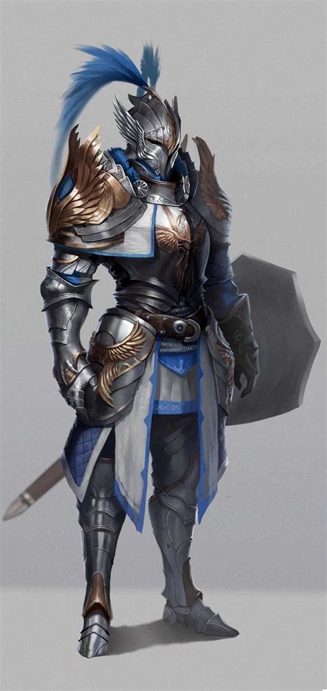 Blue Knight Fantasy Warrior Armor Concept Character Art