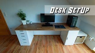 My New Home Office Pc Workstation Desk Ikea Karlby Worktop Alex
