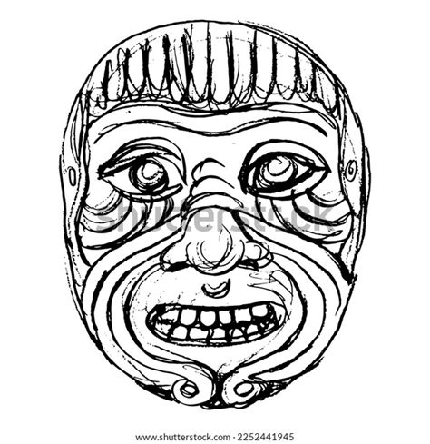 Mask Mesopotamian Demon Humbaba Wrinkled Scary Stock Vector Royalty