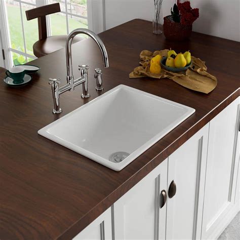 Eridanus White Ceramic 24 In Single Bowl Drop In Kitchen Sink With