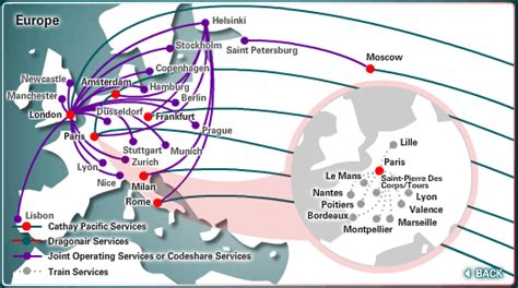 Cathay Pacific Route Map Europe