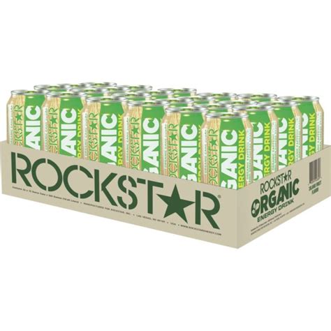 Rockstar Organic Energy Drink Island Fruit Flavor 16 Oz Cans 24