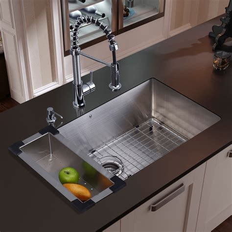 Vigo Platinum Single Undermount Stainless Steel Kitchen Sink Set At