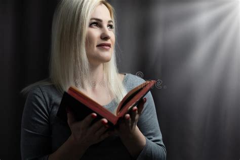 A Close Up Of A Christian Woman Reading The Bible Stock Image Image