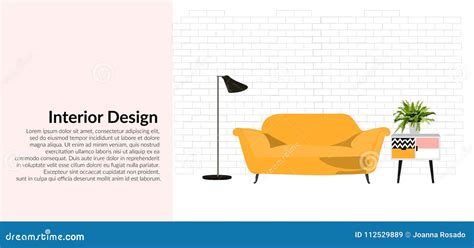 Vector Interior Design Illustration Furniture Living Room Home House