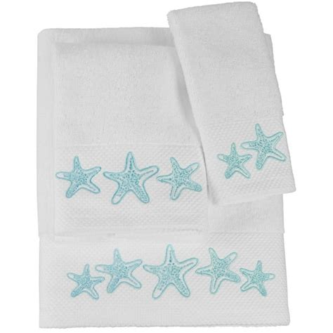 Coastal Home Starline Starfish Embroidered Towel Collection Bath Towel