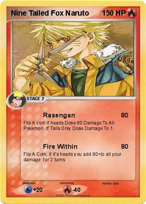 Pokémon Nine Tailed Fox Naruto Rasengan My Pokemon Card