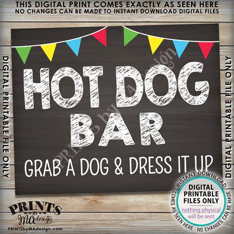 Hot Dog Bar Sign Grab A Dog And Dress It Up Build Your Own Hot Etsy In